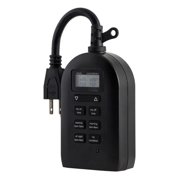 Digital timer with buttons and plug